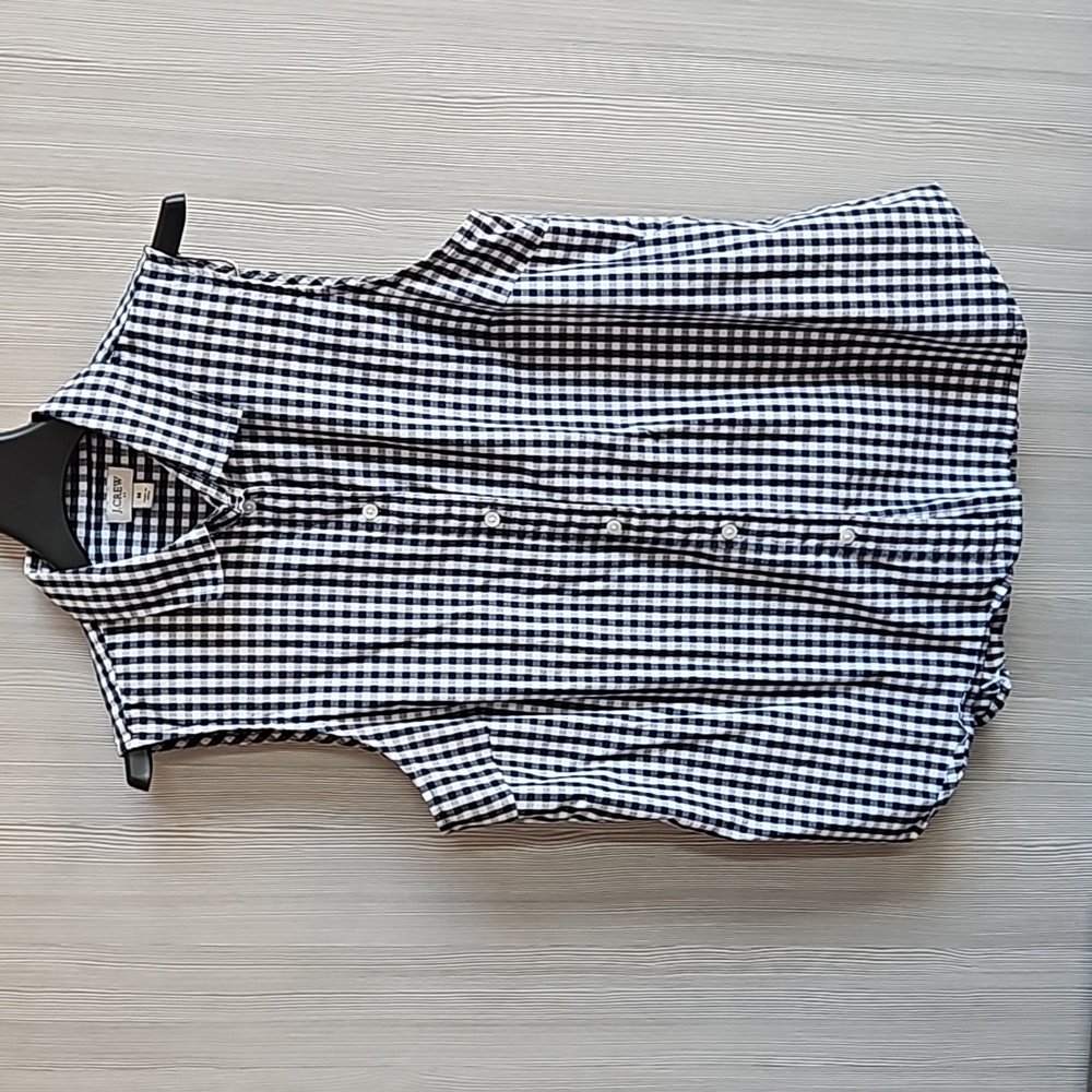 J. Crew Gingham Sleeveless Top - Black And White Size Medium